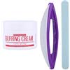YUMILI Set di 3 manicure per unghie con crema lucidante, tampone in pelle e strisce lucidanti per salone e uso domestico