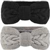 Impoditiongs 2 Pcs Fascia per capelli donna inverno, fasce per capelli lavorate a maglia, fascia capelli scalda orecchie elastiche, Fascia per Capelli Lavorata a Maglia Calda da Donna(Nero, Grigio)