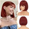 BARSDAR Corto Bob Parrucca con Frangia,Corto Rame Rosso Bob Parrucca con Frangia per Donna 30cm Chin-Length Aspetto Naturale Sintetici Capelli Parrucche Halloween Festa Rame Rosso Parrucche