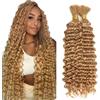 Evaxilc Capelli Umani Deep Wave Braiding Human Hair Extension Unprocessed Brazilian Virgin Hair Boho Braids #27 Honey Blonde 2pc Total 100g 12 12 Inch