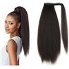 Meisi Coda di cavallo lunga afro crespa, dritta, #4/marrone nero | Yaki - Extension per coda di cavallo dritte, con clip, per donne e ragazze