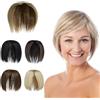PARXITN Topper per capelli da donna senza frangetta, 3 clip in extension per capelli sintetici, toupet wiglets extension per capelli diradati, colore marrone cenere misto con biondo scuro