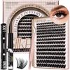 LASHVIEW Kit di estensione per ciglia fai da te, 9 - 16 mm, mix D curl cluster ciglia cluster con bond and seal, rimozione della colla e applicatore W163