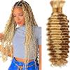 Evaxilc Capelli Umani Deep Wave Braiding Human Hair Extension Unprocessed Brazilian Virgin Hair Boho Braids P27/613 Highlight Light Blonde 2pc Total 100g 12 12 Inch
