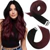 Moresoo Extension Biadesive Capelli Veri 60cm #1B/99J 50g 20pz | Volume Extra, Modellabili Con Piastra, Applicazione Rapida, Facile Da Applicare, Pettinatura Alla Moda