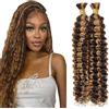 Evaxilc Capelli Umani Deep Wave Braiding Human Hair Extension Unprocessed Brazilian Virgin Hair Boho Braids P4/27 Highlight Honey Blonde 2pc Total 100g 12 12 Inch