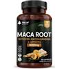 NEW LEAF PRODUCTS Maca Root Capsules With KSM Ashwagandha and Ginseng - 180 High Strength 6000mg Maca Root + Ashwagandha KSM-66, Panax Ginseng & Black Pepper - Vegan Capsules Made In The UK