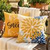 AwzyGous Copri Cuscino 40x40 Giallo Senape Blu Fiori di Dalia Copricuscino Giallo Autunno Cuscino Divano Decorativo Federa per Divano Soggiorno Camera da Letto Decorazione per Esterni Set di 2