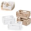 PIANKEKE 4 Pz Cassette Pieghevoli Beige e Bianche, Organizer Casa | Organizer leggeri in plastica per scrivania, scaffali, cucina, bagno e ufficio; facili da aprire, piegare e riporre.