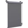 OBdeco Tenda avvolgibile termica oscurante Oeko-TEX Standard 100, protezione solare per finestre e porte, 50 x 130 cm, larghezza tessuto 46 cm, colore grigio, senza forature, con rivestimento dello