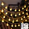 Taechalingo Catena luminosa a LED per esterni, 6 m, 40 LED, luce bianca calda, a batteria, per interni ed esterni, con timer