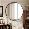 BEAUTYPEAK Specchio rotondo, 90 cm, con cornice in lega di alluminio, vetro HD che può essere appeso, adatto per arredare la casa, il bagno e il tavolo da toeletta, nero