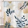 Hnmdmyi Tenda da doccia Boho 120x180, Foglie astratte Pianta Tende da doccia metà secolo moderno minimalista geometrico estetico arte Tenda da bagno impermeabile tessuto lavabile Tenda da bagno