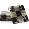 EARTHENTONES Sottobicchieri Marmo Set da 4, Zebra Nero e Verde, Quadrati 10 cm
