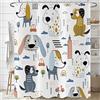 Hnmdmyi Tenda da doccia divertente 90x180, Cane cartone animato Tende da doccia ragazzi carino animali bianco tenda da bagno impermeabile poliestere tessuto lavabile tenda da bagno con ganci