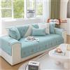 VanderHOME Copridivano in Cotone Lavato Al 100%, Copridivano a 1/2/3/4 Posti, Copri divano Antiscivolo, Copridivano Delicato Sulla Pelle, Bellissimi Motivi 70 * 90cm-Blu-Braccioli(1 PC)