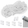 JFangZHZH Catena per tenda a rullo 10 metri bianca,Accessorio per tenda oscurante,Catena a perline,Sistema di sollevamento,Componenti clip per accessori di riparazione