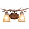 LOGT Lampada da Parete in Corno di Cervo a 2 Fiamme Retro Illuminazione da Parete Interna Applique in Corno di Cervo con Paralume in Resina Lampada da Letto Vintage Illuminazione E14 per Bar