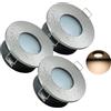 JungesLicht - Faretto da incasso IP65 da 12 V con trasformatore, 3 lampadine LED da 4 W - intercambiabili, foro 68 - 72 mm, esterno 83 mm, profondità 65 mm, set completo, lampada da incasso per bagno