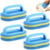Quorumsg 4 Pezzi Spugne con Manico, 16 x 9.5 x 7.5cm Multifunzione Spazzola a Spugna, Riutilizzabile Spugna per Pulizie con Manico, per Bagno, Cucina, Vasca da Bagno(Blu)