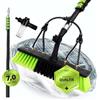 bevo - 3in1 Spazzola telescopica 7,2 m per Pulizia fotovoltaica, finestre, Camper e tetti, Asta telescopica e Spazzola telescopica, Set di Pulizia con Attacco Acqua, Spazzola per la Pulizia e