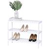 Relaxdays scaffale per Scarpe, 3 Ripiani, 9 Paia, H x L x P: 54,5 x 70 x 24,5 cm, Ripiani a griglia, bambù, Bianco