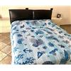 Seamar Copritutto Grande Rigato Stampato Kapuca 100% COTONE 210X240 CM Arredo Copriletto (Azzurro)