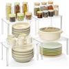 Eulihent Set di 4 Organizer Cucina Alzatina Cucina in Acrilico, Impilabile Mensole Cucina Adatto per Spezie, Tazze, Articoli Cosmetici e Per Riporre in Cucina