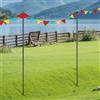 Sindipanda Set di 2 supporti per catena luminosa, 3 m, per esterni, supporto per illuminazione regolabile con doppio gancio, montaggio a pavimento e recinzione, per giardino, terrazza, feste, asta in metallo