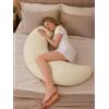 WANWEN Moon Body Pillow, Giant Moon Sleep Spoon C-shaped Body Pillow for Side Sleepers, Removable Washable Cover, Cuscino di Supporto per Tutto il Corpo for Sleeping, Resting and Lounging (Beige)