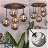 hofstein Plafoniera HOFSTEIN Chehalis, lampada da soffitto a 5 luci in metallo/vetro nero/fumo, moderna dal design retrò/vintage (paralumi Ø 15 cm), G9, sala pranzo, soggiorno, camera letto, cucina
