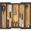 Lifewit - Organizzatore per cassetti da cucina, vassoio porta posate in bambù, grande e espandibile, con divisorio regolabile in legno per utensili da cucina, spatole e altri accessori, grande, nero