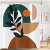 Hnmdmyi Tenda da doccia Boho 90x180, Metà secolo Astratto Terracotta Estetica Pianta Eucalipto Sole Tenda da bagno Moderna Minimalista Arte Geometrica Impermeabile Tessuto Lavabile Tenda da Bagno