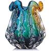 LCCCK Vaso grande in vetro trasparente alto 25,1 cm, a bocca larga, grazioso vaso in vetro soffiato a mano per bouquet, vasi unici color foglia di tè e ambra per soggiorno, ufficio, tavolo da pranzo
