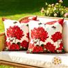 ETOLISHOP Copricuscino 40X40 Federe Per Cuscino Fiore Rosso Federa Cuscino Da Esterno Impermeabili Ortensia Ape Copri Cuscino Divano Primaverili Quadrati Moderni Decorativo Copriguanciale con Cerniera Set di 2