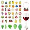 YiiHHooN 40 Pezzi Ciondoli per Bicchieri di Vino, Multicolore con Motivi Frutta e Foglie, Marcatori per Bicchieri per Cocktail e Degustazioni di Vino per Feste con Ospiti