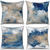 Hnmdmyi Copricuscino marmo 45x45 Set di 4, Hnmdmyi blu marino dorato gradiente astratto marmo texture inchiostro decorativo copricuscini acquerello arte moderna lino copricuscino per divano esterno Home Decor