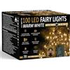 NETTA 100 luci LED a batteria, 10 m, per albero di Natale, con timer, 8 diverse modalità, per uso esterno e interno, bianco caldo