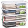 BAKAJI Set 4 Contenitori Sottoletto con Coperchio Trasparente, Storage Box Organizer Impilabile Salvaspazio Capiente e Robusto, Scatole Multiuso per Armadio, Vestiti, Stoccaggio Versatile