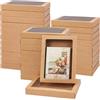 BENECREAT 30 Scatola Portaoggetti per Biglietti D'Auguri, Scatola di Carta Kraft Da 18.7x13.6x2.6cm con Finestra Trasparente per Busta, Cornice Portafoto, Cammello