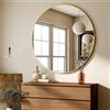 BEAUTYPEAK Specchio rotondo, 90 cm, con cornice in lega di alluminio, vetro HD che può essere appeso, adatto per decorare la casa, il bagno e la toeletta, oro
