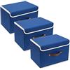 TYEERS Scatole Portaoggetti Tessuto, Lavabile, Scatole con Coperchio Pieghevole, 38x25x25 cm, Set di 3, Blu Classico