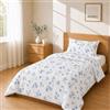 Homebliss Set Copripiumino 155x220 + 50x80 1PCS, Floreale Azzurro e Grigio | Sacco copripiumino in microfibra spazzolata con federe 50x80 coordinate, cinque misure dal singolo al matrimoniale grande