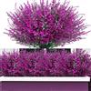 Elecoutek 12 Mazzi di Fiori Artificiali, Fiori di Lavanda Artificiali da Esterno, Piante da Balcone da Giardino Interno Impermeabile UV Protetto Fiori di Plastica, Fucsia