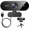 NGUIT Webcam 1080P Full HD con Microfono Cancellazione del rumore, Fotocamera PC USB Plug & Play grandangolare 90° Messa a fuoco automatica per computer portatile Mac Windows Play Video Registrazione