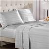 Juicy Couture Set di lenzuola in raso di seta - Biancheria da letto grigia di lusso - Lenzuola a righe lisce - Queen Size