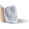 Adyrescia Coperta lavorata a maglia grossa, 100% lavorata a mano con filato di ciniglia Jumbo (127 x 60 cm, grigio chiaro), CKBLIGHTGRAY5060