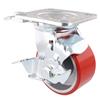 WAGNER Ruota pesante industriale - DIRECTION LOCK 3in1 - ruota girevole e fissa, ghisa - argento/rosso, battistrada morbido, 2 iniettori, freni, diametro Ø 100 mm, portata 230 kg - 04011401
