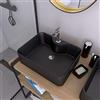AURLANE Lavabo rettangolare in ceramica nera - 48 x 37 x 13,5 cm - RECTANGULAR DARK