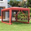 ZQQLVOO Gazebo per feste con 4 pareti laterali in rete, rosso, 3 x 4 m, in HDPE, con telaio in ferro, impermeabile, per eventi all'aperto, protezione solare, protezione dagli insetti